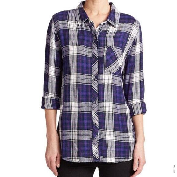 RAILS REVOLVE Hunter Long Sleeve Button Up Plaid Shirt in Ultra Violet S - Picture 1 of 6